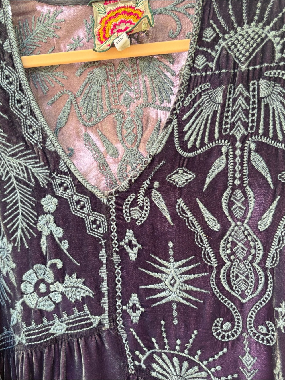Johnny Was Embroidered Velvet Tunic Dress - Picture 4 of 6